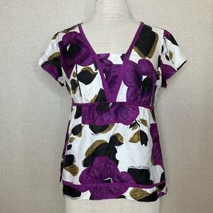 Boden Multi Colored Floral Silk Top